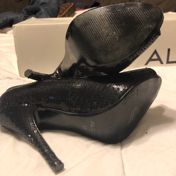 Aldo black sequin peep toe pumps - Picture 5 of 5